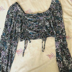 Long Sleeve Cropped Wild Fable floral shirt